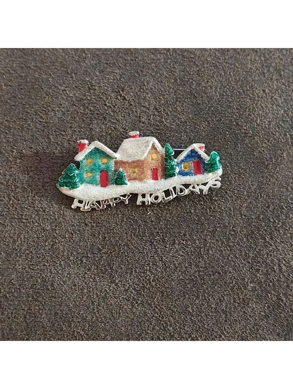 1980s Danecraft Happy Holidays Christmas Village Pin